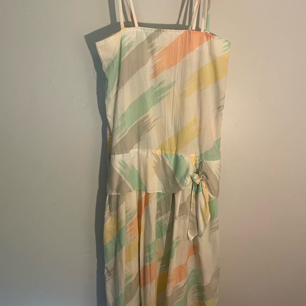Green and White Tie Front Sundress 10